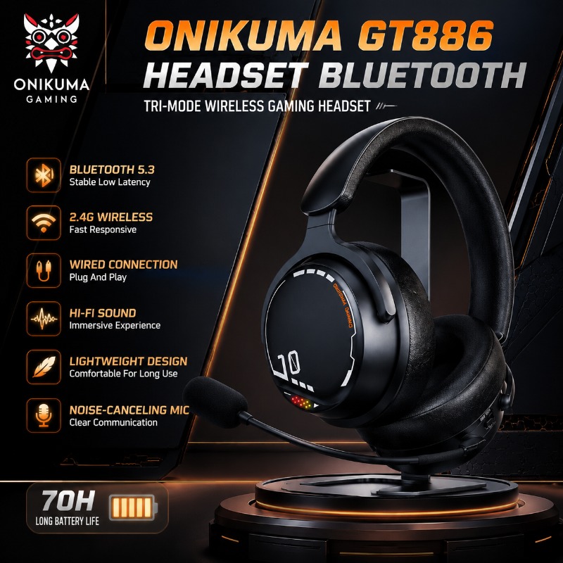 Esports Gaming Video - ONIKUMA GT886 Gaming Headset Tri Mode