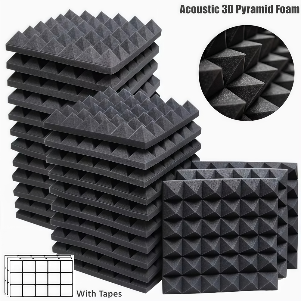 Sound Dampening Foam - 12/24Pcs 30x30x5cm Studio Acoustic Foam Panels