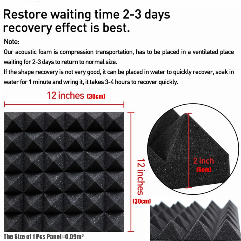 12/24Pcs 30x30x5cm Studio Acou - Sound Dampening Foam recension och pris